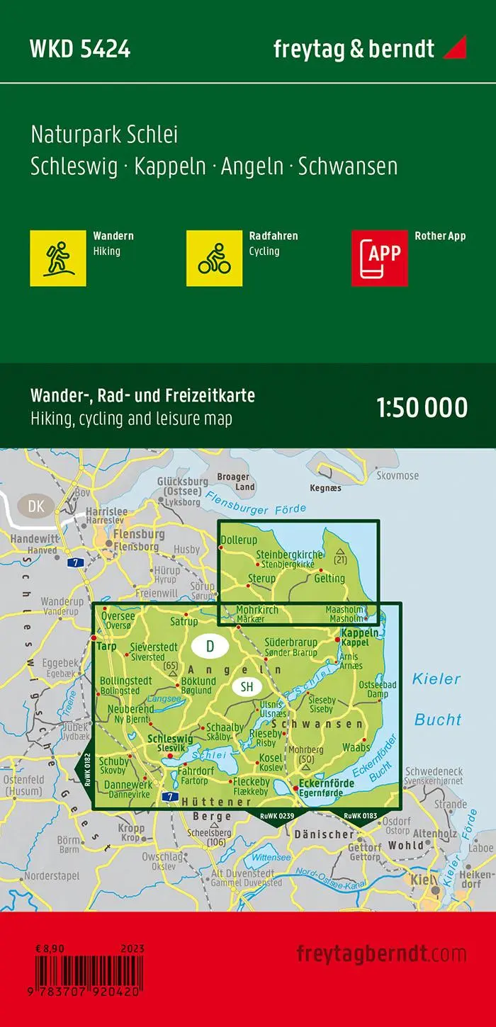 Rückseite: 9783707920420 | Naturpark Schlei, Wander-, Rad- und Freizeitkarte 1:50.000, freytag...