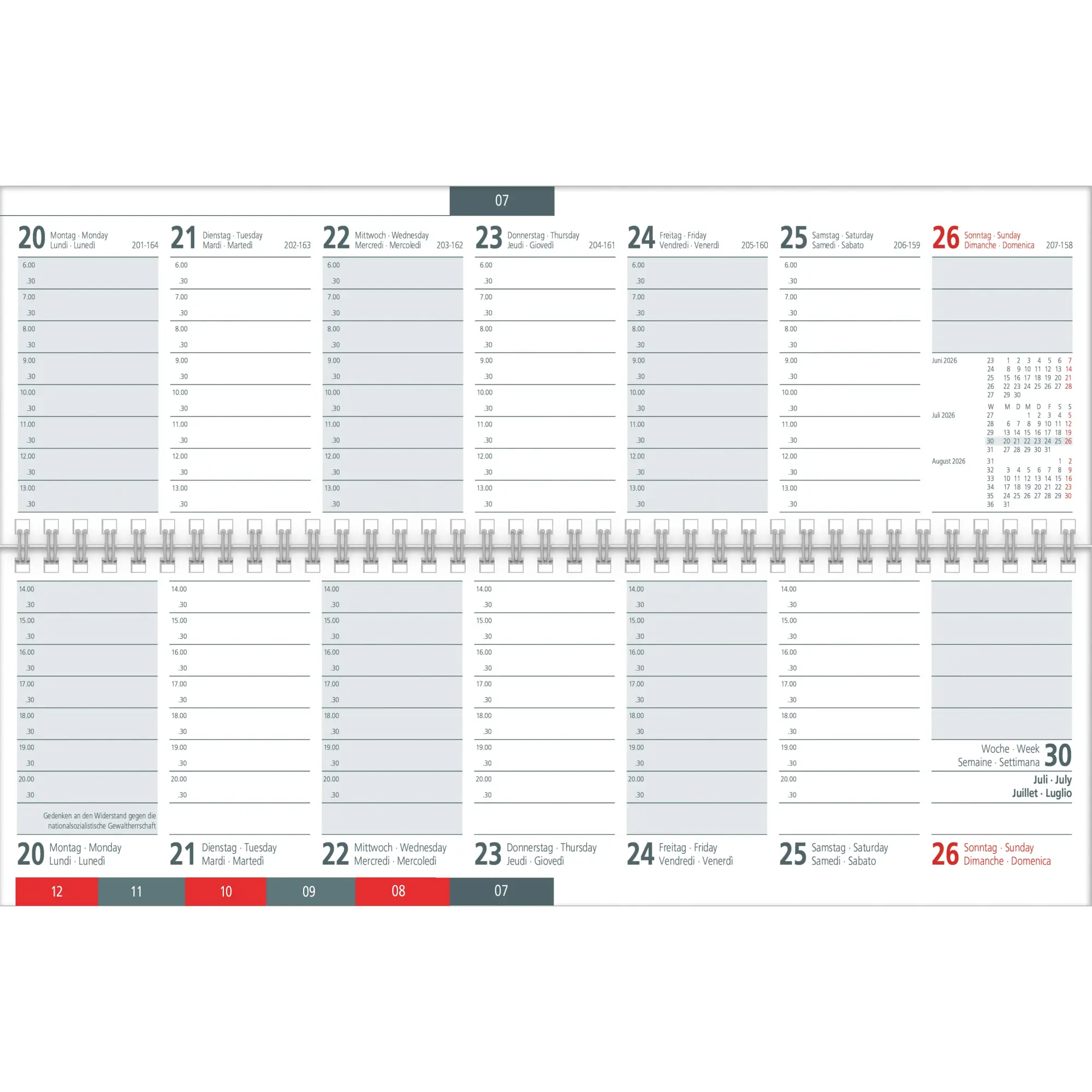 Bild: 4069095000520 | Tischquerkalender Register 2025 - 32x10,5 cm - 1 Woche auf 2 Seiten...