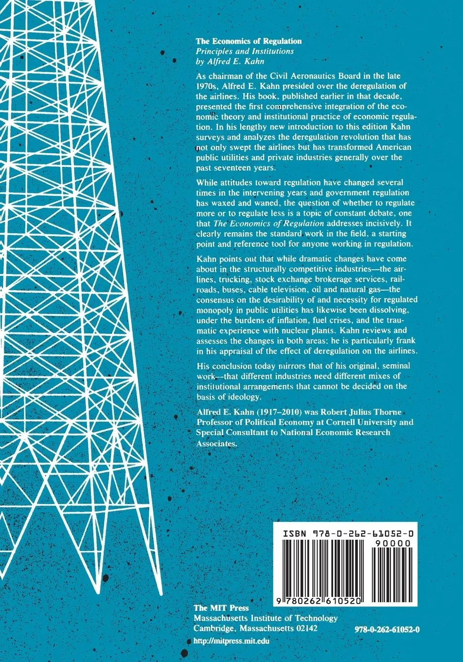 Rückseite: 9780262610520 | The Economics of Regulation | Principles and Institutions | Kahn