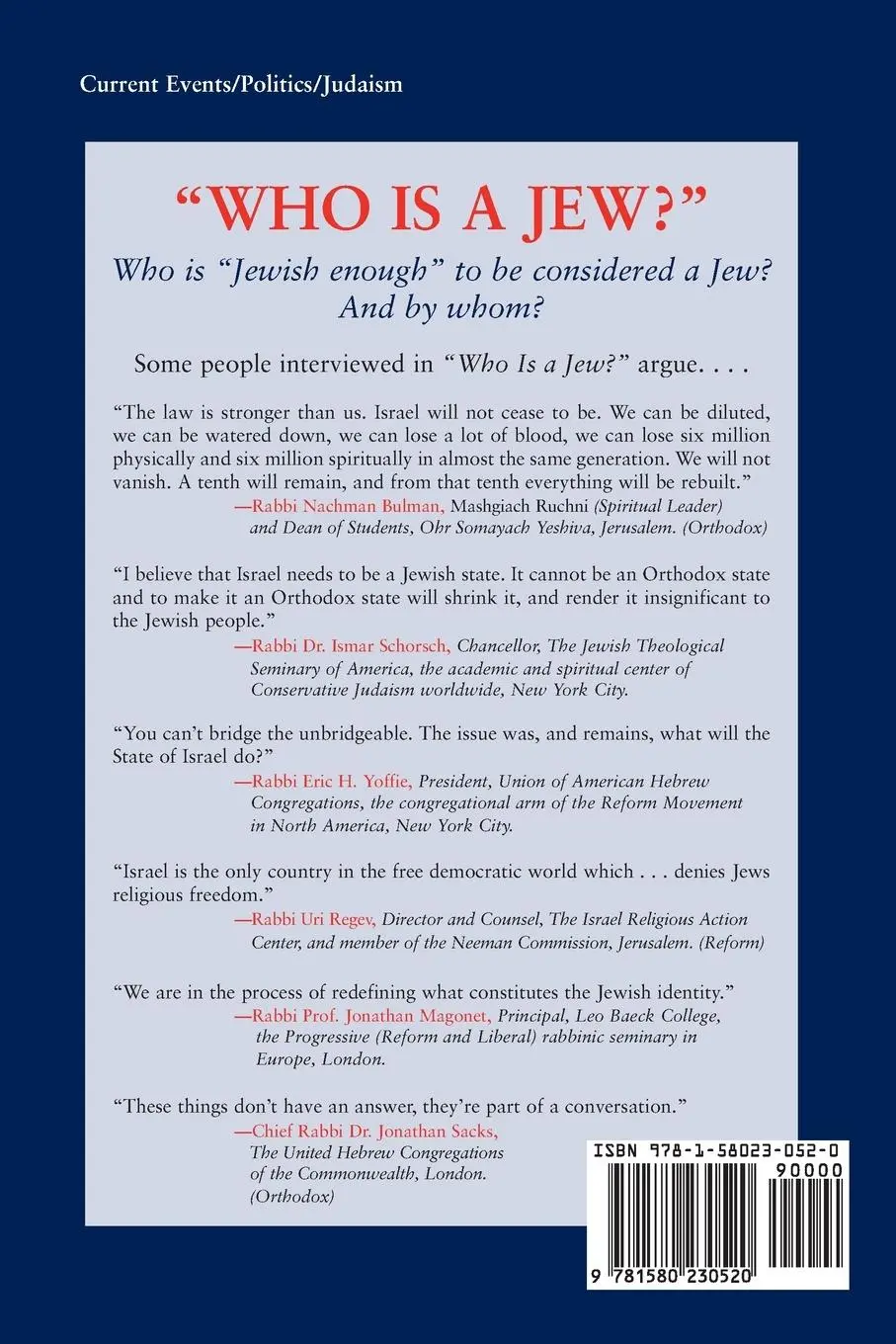 Rückseite: 9781580230520 | Who Is A Jew? | Conversations, Not Conclusions | Meryl Hyman | Buch