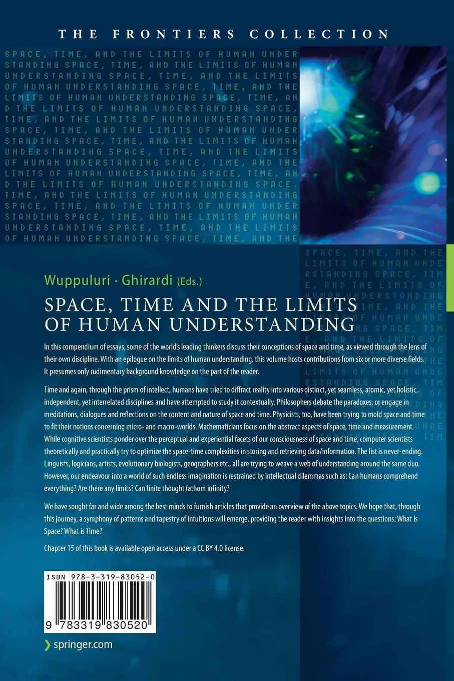 Rückseite: 9783319830520 | Space, Time and the Limits of Human Understanding | Wuppuluri (u. a.)