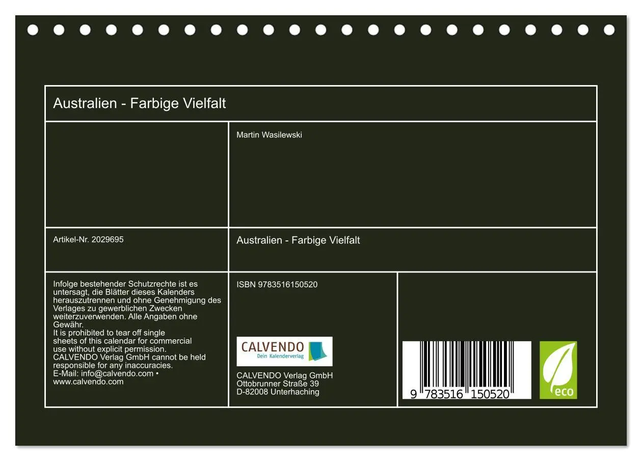 Bild: 9783516150520 | Australien - Farbige Vielfalt (Tischkalender 2026 DIN A5 quer),...