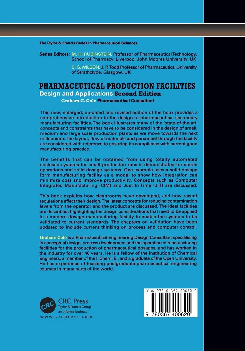 Rückseite: 9780367400620 | Pharmaceutical Production Facilities | Design and Applications | Cole