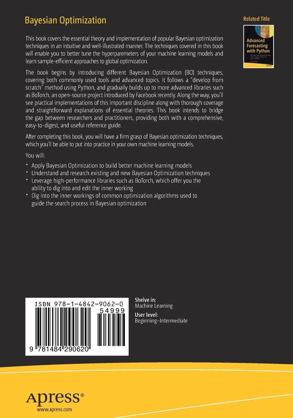 Rückseite: 9781484290620 | Bayesian Optimization | Theory and Practice Using Python | Peng Liu