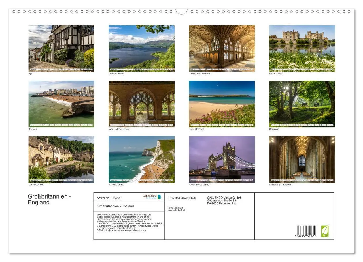 Bild: 9783457500620 | Großbritannien - England (Wandkalender 2026 DIN A2 quer), CALVENDO...