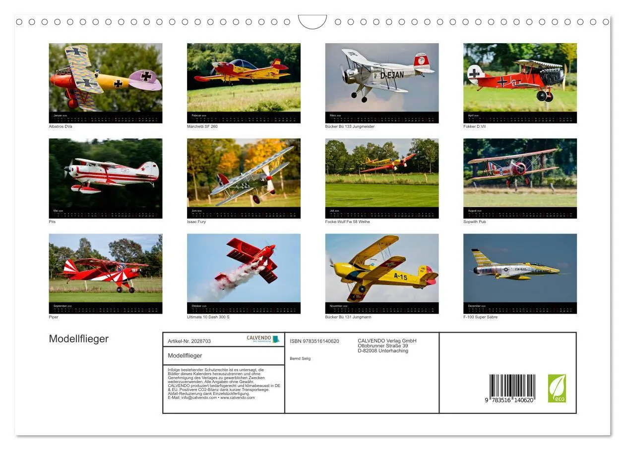 Bild: 9783516140620 | Modellflieger (Wandkalender 2026 DIN A3 quer), CALVENDO Monatskalender