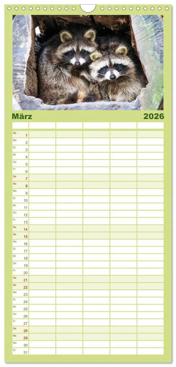 Bild: 9783516520620 | Familienplaner 2026 - Tierkalender 2026 mit 5 Spalten...