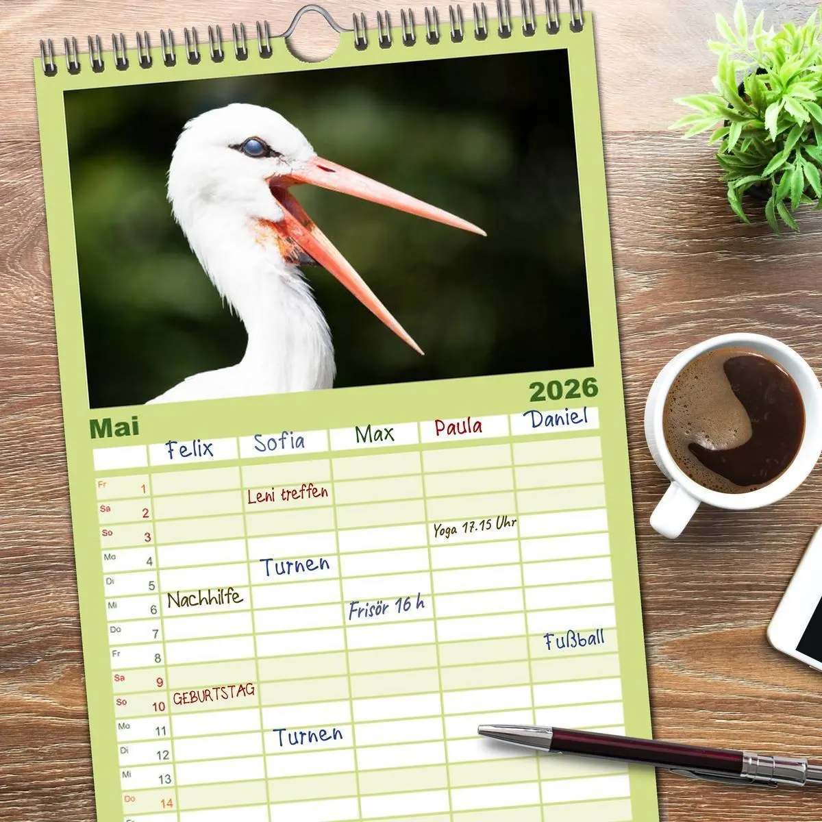 Bild: 9783516520620 | Familienplaner 2026 - Tierkalender 2026 mit 5 Spalten...