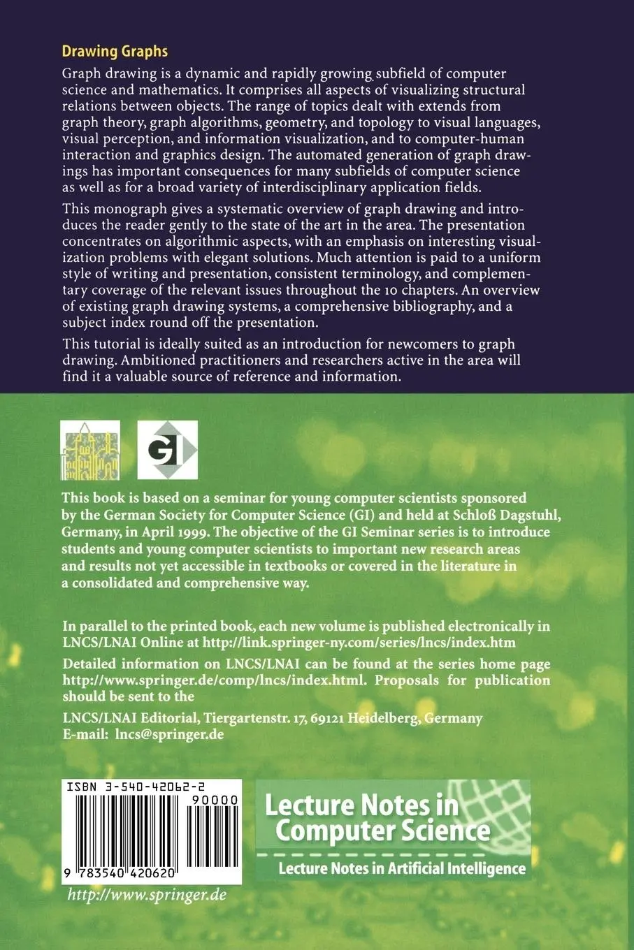 Rückseite: 9783540420620 | Drawing Graphs | Methods and Models | Michael Kaufmann (u. a.) | Buch