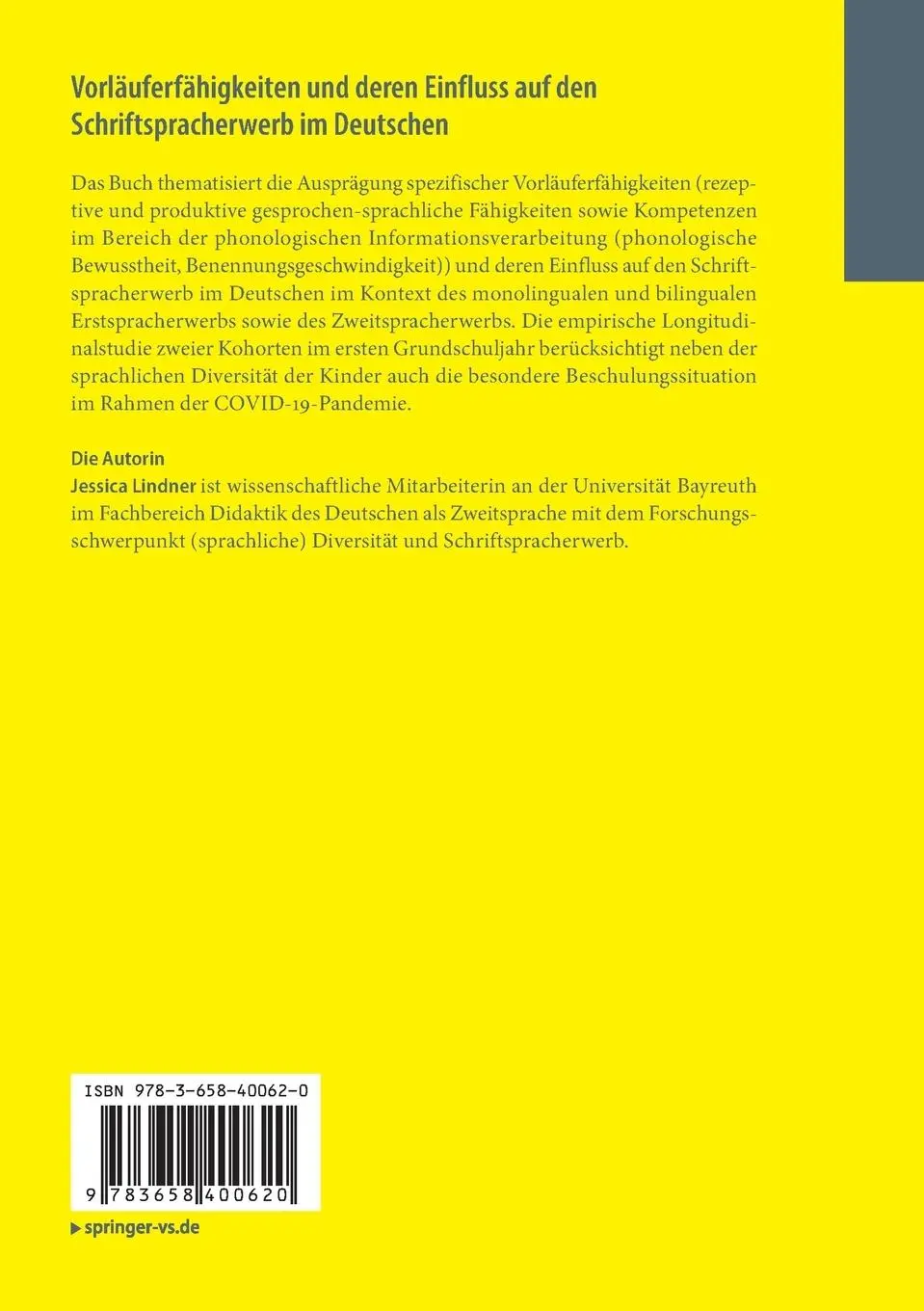 Rückseite: 9783658400620 | Vorläuferfähigkeiten und deren Einfluss auf den Schriftspracherwerb...