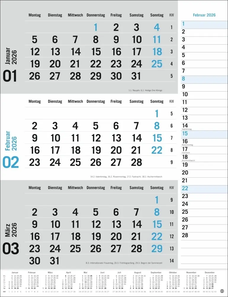 Bild: 9783756410620 | 3-Monats-Planer, blau 2026 | Kalender | Spiralbindung | Deutsch | 2026