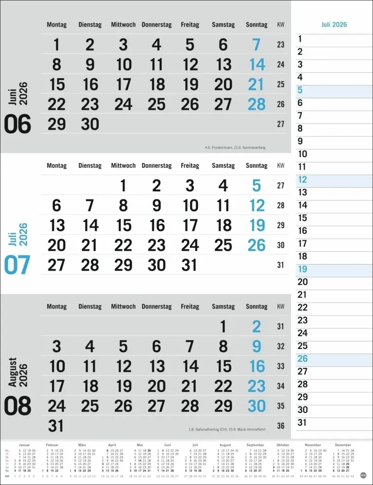 Bild: 9783756410620 | 3-Monats-Planer, blau 2026 | Kalender | Spiralbindung | Deutsch | 2026