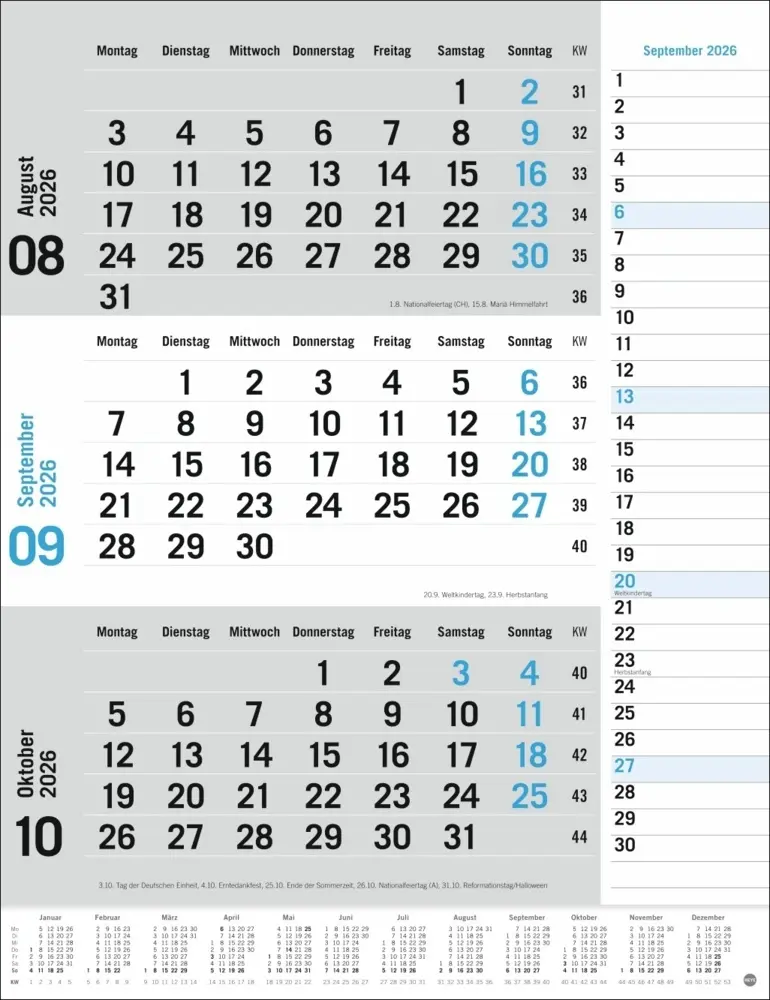 Bild: 9783756410620 | 3-Monats-Planer, blau 2026 | Kalender | Spiralbindung | Deutsch | 2026