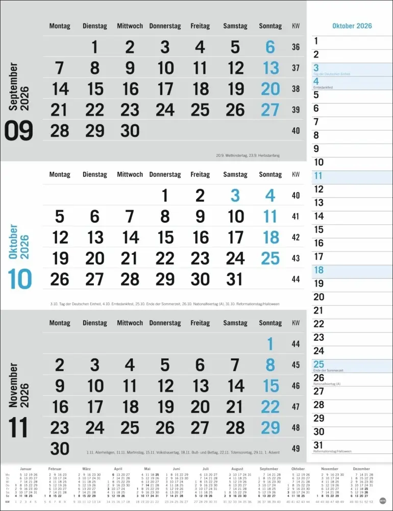 Bild: 9783756410620 | 3-Monats-Planer, blau 2026 | Kalender | Spiralbindung | Deutsch | 2026