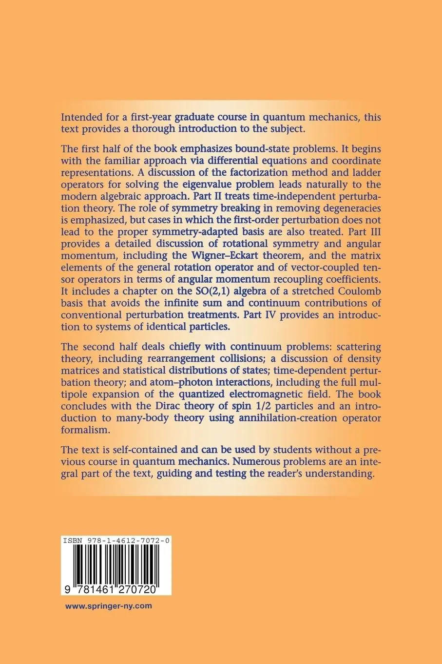 Rückseite: 9781461270720 | Quantum Mechanics | K. T. Hecht | Taschenbuch | xix | Englisch | 2012