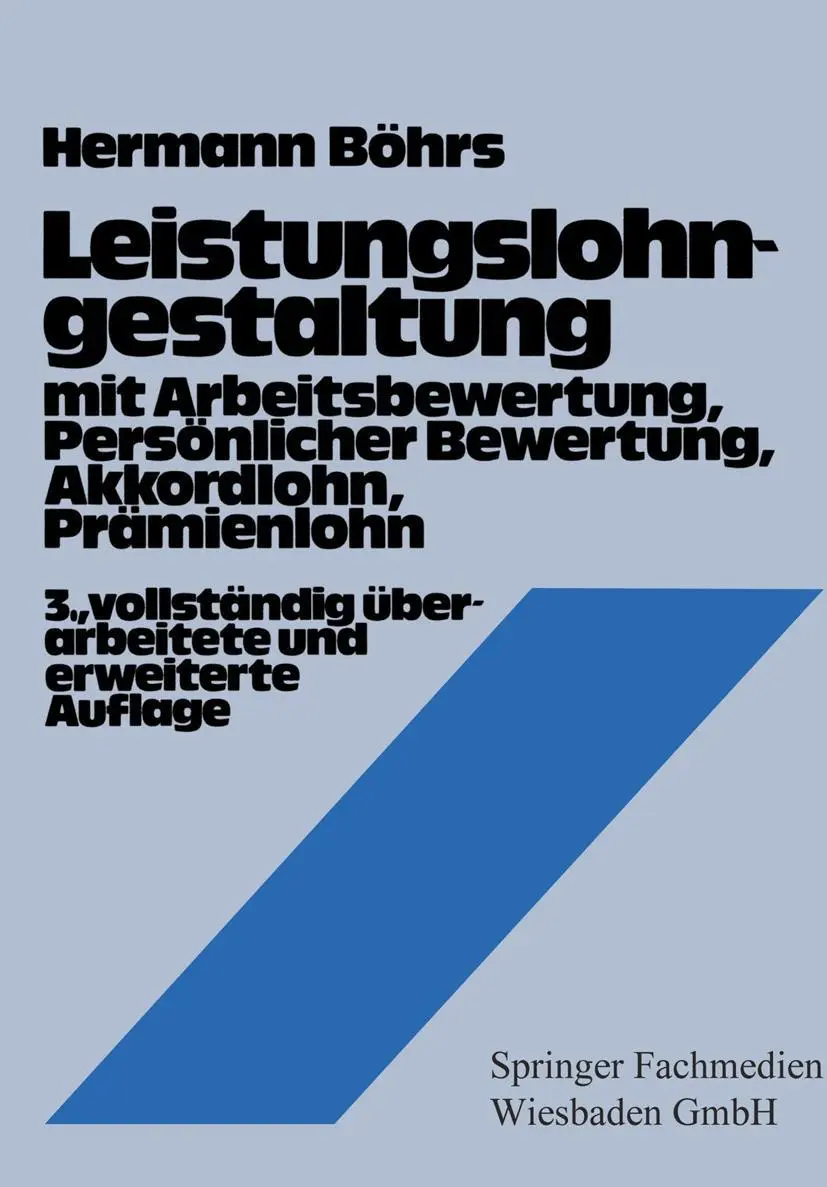 Cover: 9783409690720 | Leistungslohngestaltung | Hermann Böhrs | Taschenbuch | 323 S. | 1980