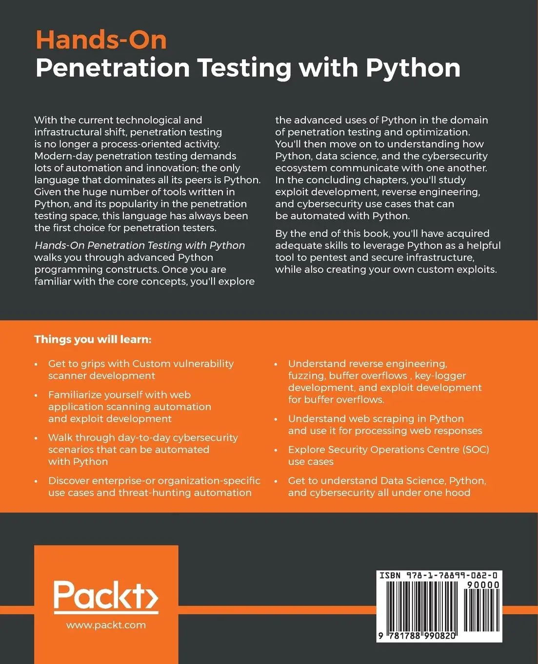 Rückseite: 9781788990820 | Hands-On Penetration Testing with Python | Furqan Khan | Taschenbuch