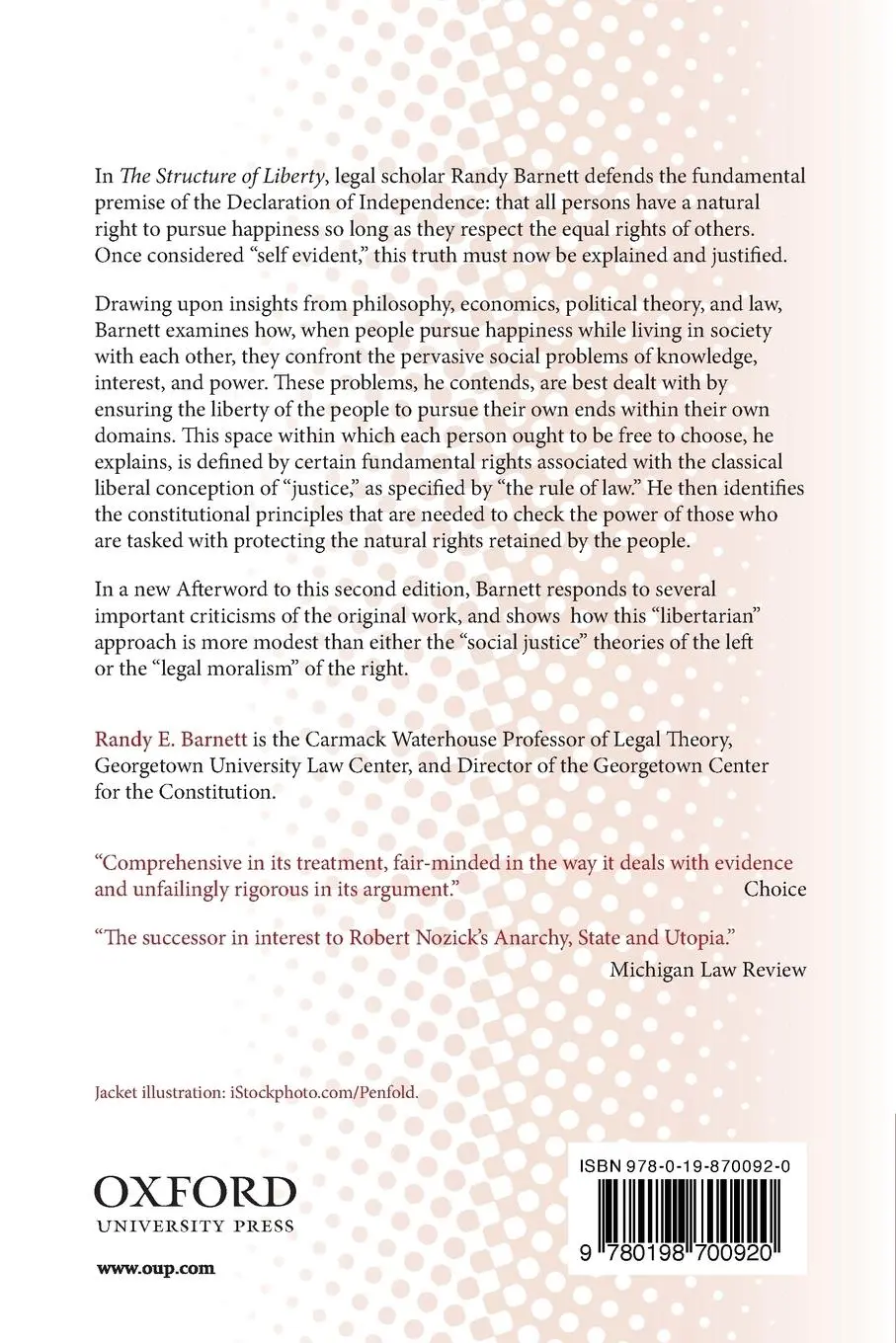 Rückseite: 9780198700920 | Structure of Liberty | Justice and the Rule of Law (Revised) | Barnett