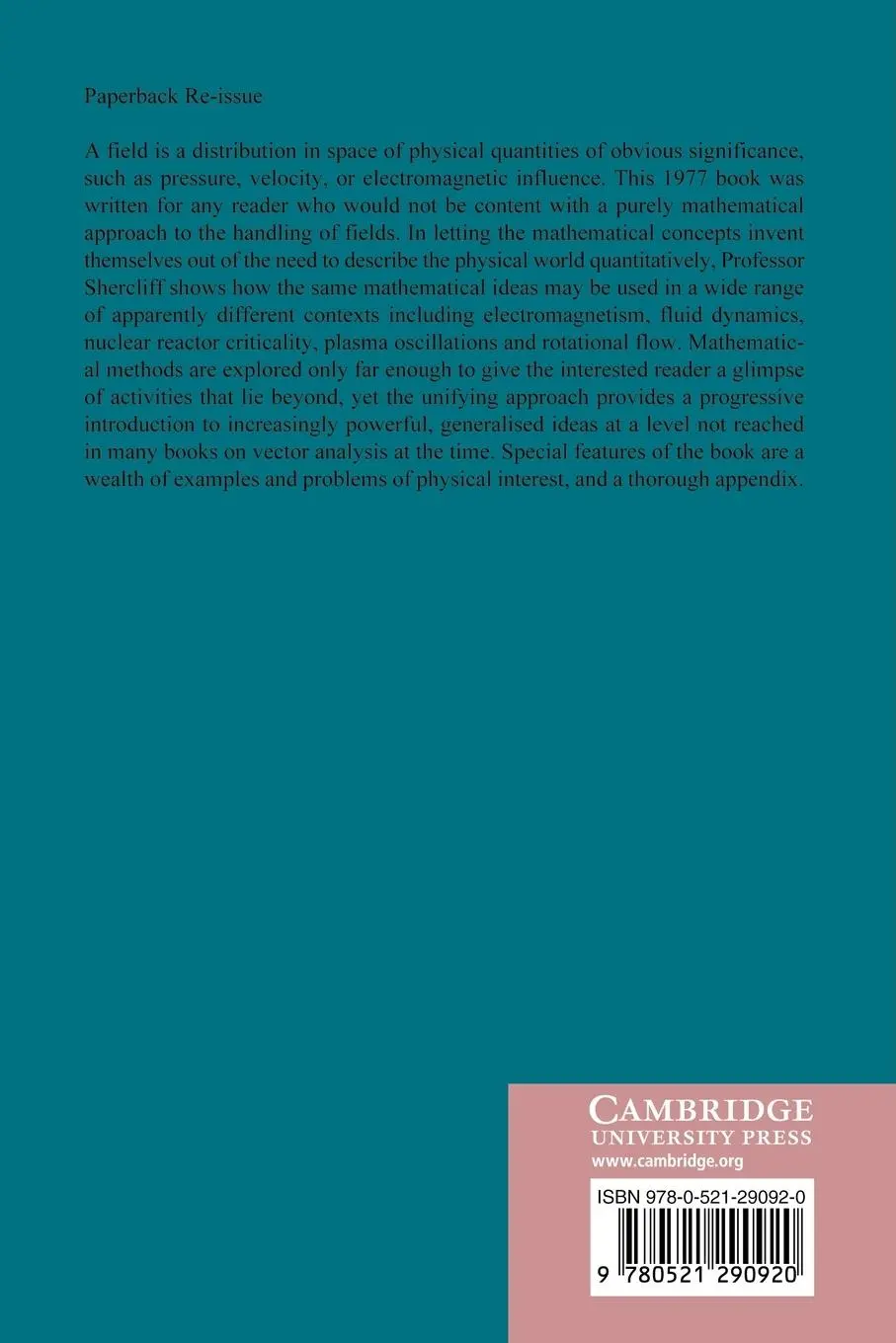 Rückseite: 9780521290920 | Vector Fields | J. A. Shercliff | Taschenbuch | Englisch | 2010