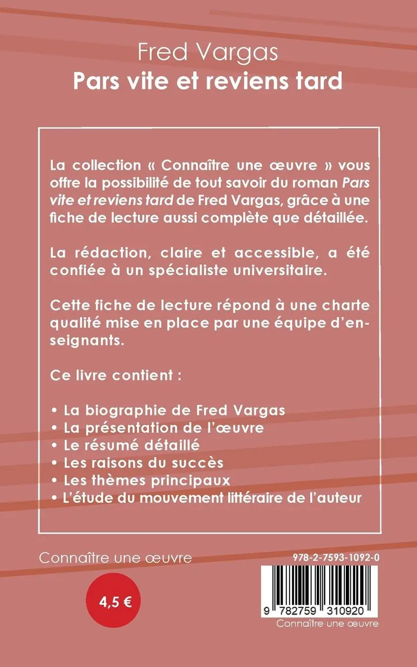 Rückseite: 9782759310920 | Fiche de lecture Pars vite et reviens tard de Fred Vargas (analyse...