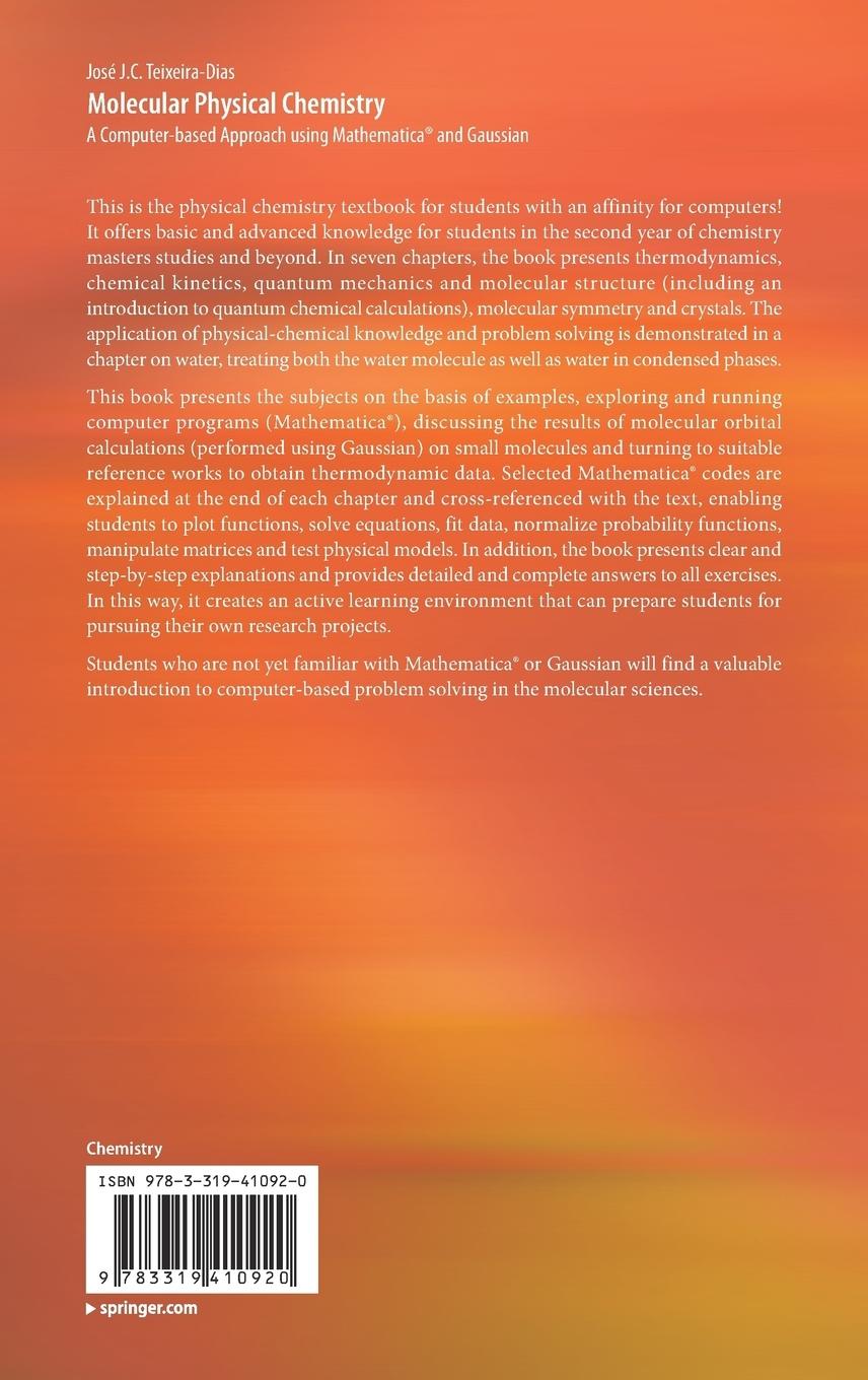 Rückseite: 9783319410920 | Molecular Physical Chemistry | José J. C. Teixeira-Dias | Buch | xvi
