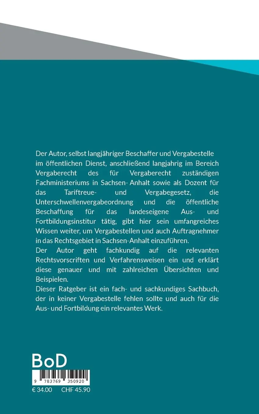 Rückseite: 9783769350920 | Die öffentliche Beschaffung und Vergabe im Bereich des Tariftreue-...