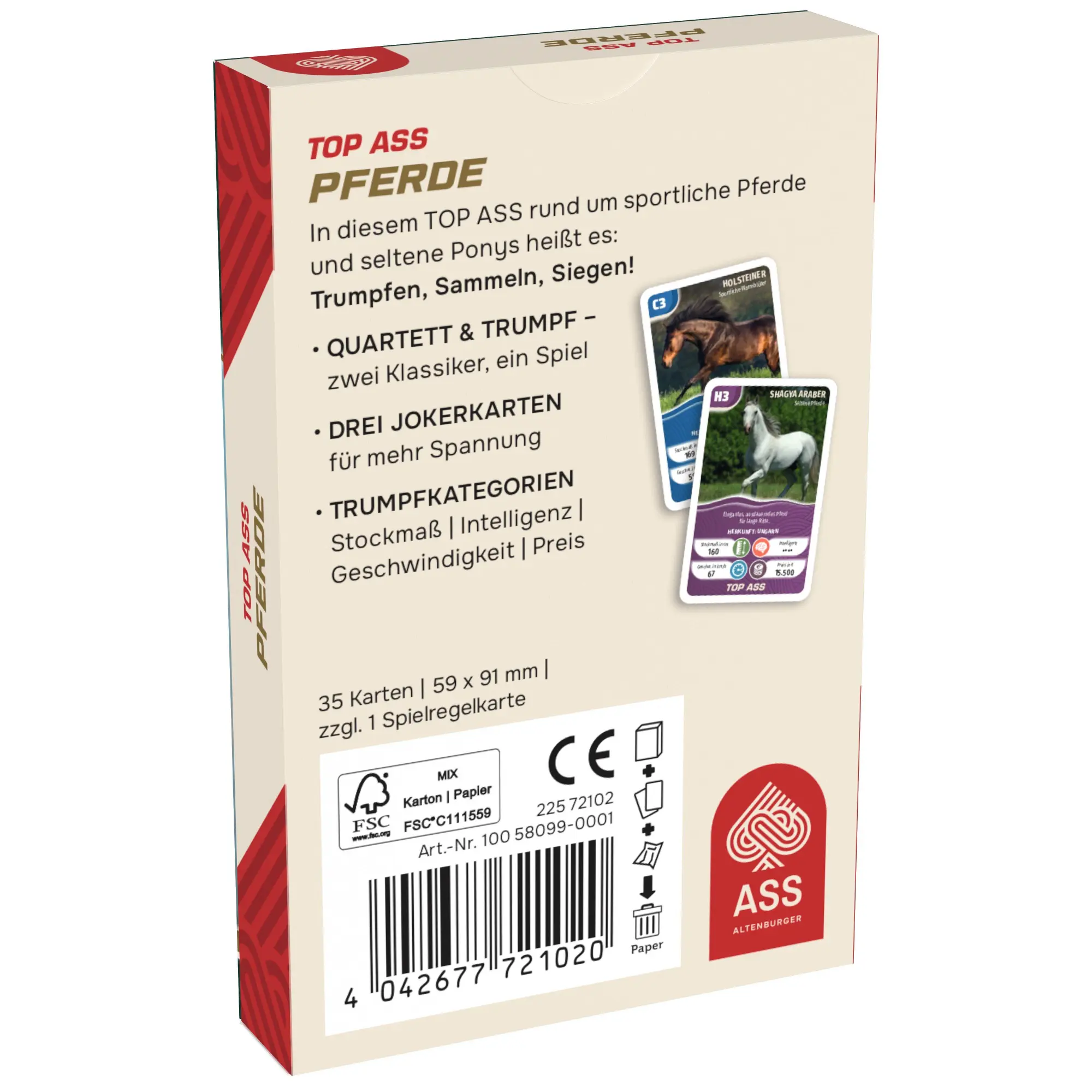 Rückseite: 4042677721020 | TOP ASS® - Pferde | Spielkartenfabrik Altenburg GmbH | Spiel | Deutsch