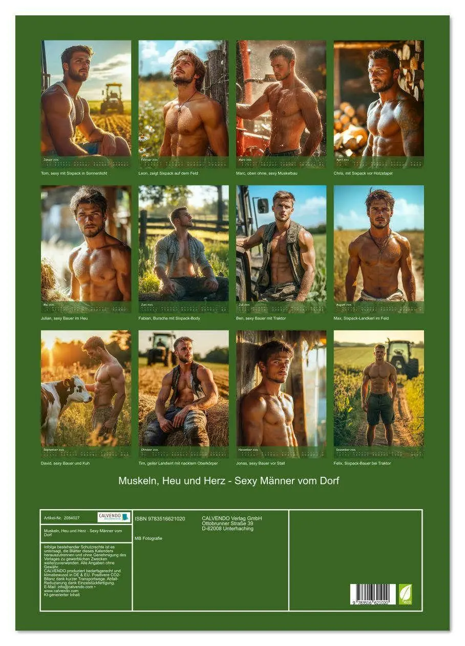 Bild: 9783516621020 | Muskeln, Heu und Herz - Sexy Männer vom Dorf (Wandkalender 2026 DIN...