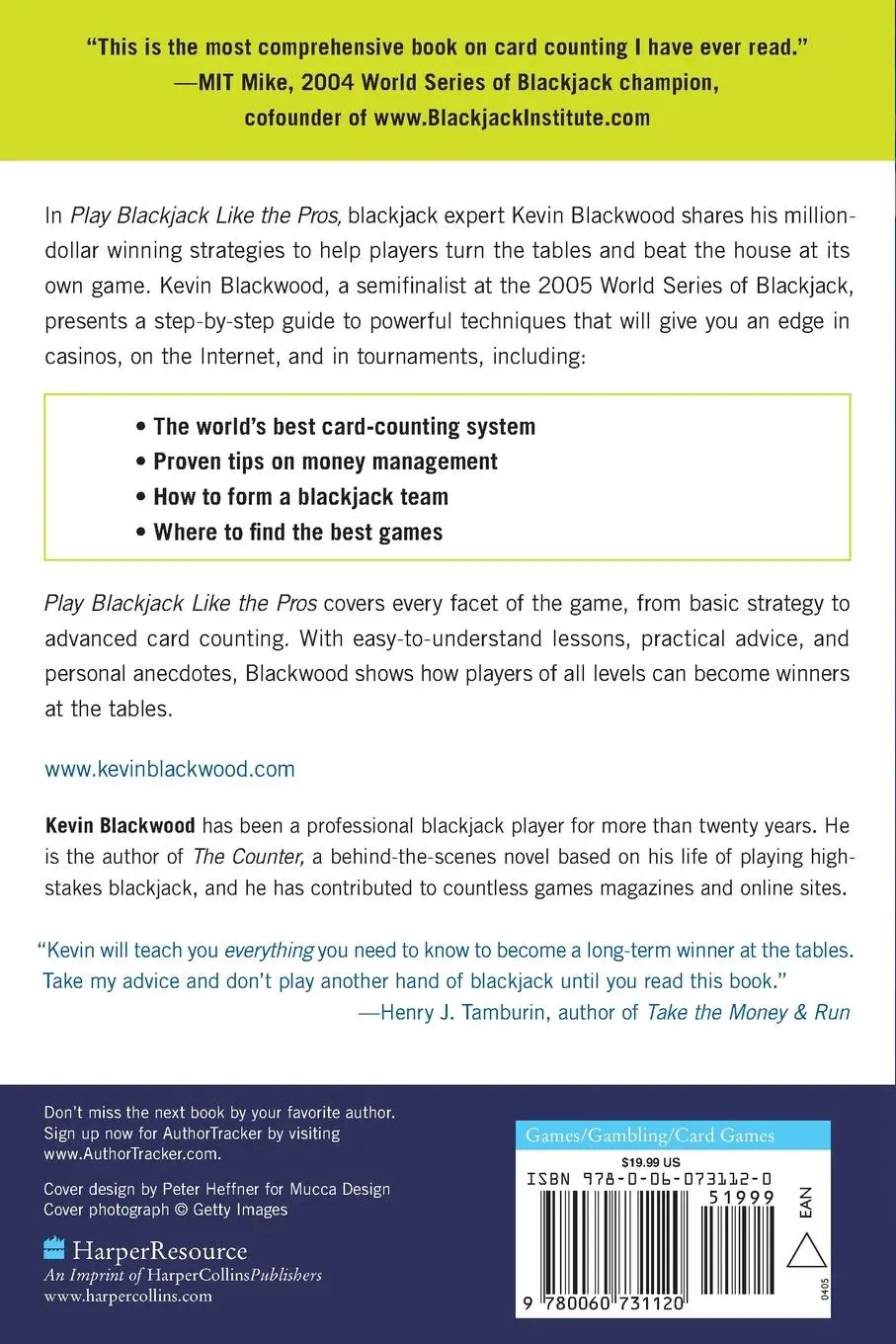 Rückseite: 9780060731120 | Play Blackjack Like the Pros | Kevin Blackwood | Taschenbuch | 2019