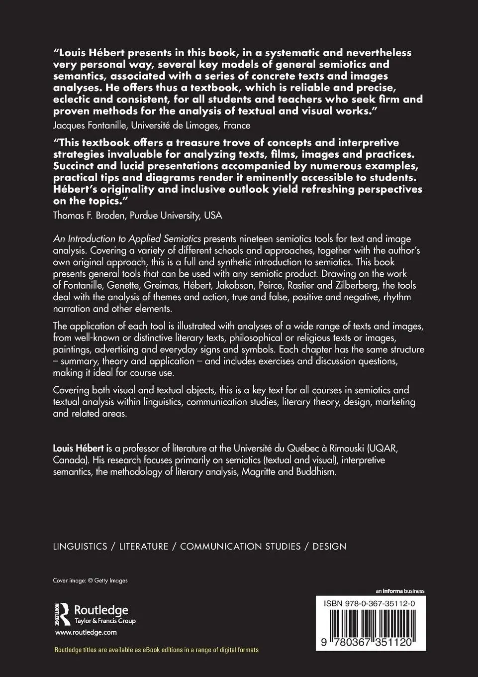 Rückseite: 9780367351120 | An Introduction to Applied Semiotics | Louis Hébert | Taschenbuch
