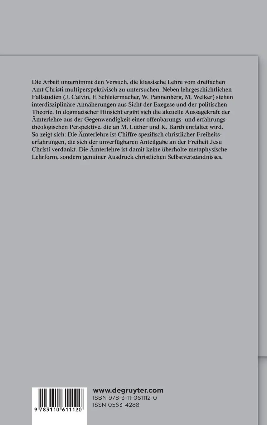 Rückseite: 9783110611120 | Christus und sein dreifaches Amt | Knud Henrik Boysen | Buch | XVI