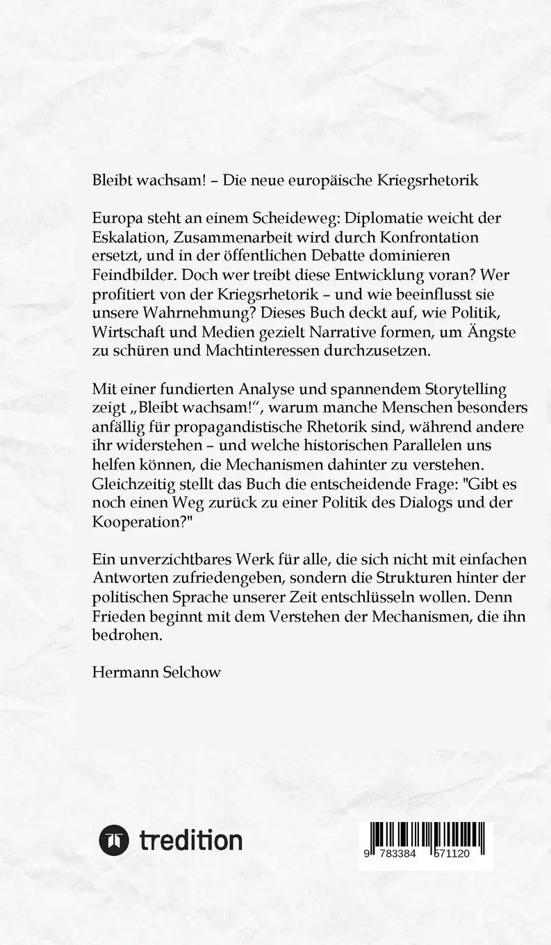 Rückseite: 9783384571120 | Bleibt wachsam! | Die neue europäische Kriegsrhetorik | Selchow | Buch