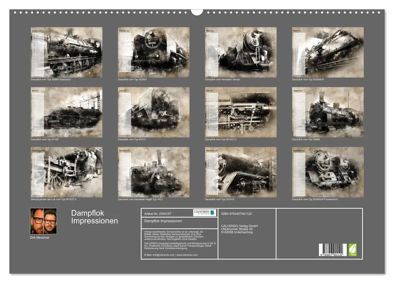 Bild: 9783457901120 | Dampflok Impressionen (Wandkalender 2026 DIN A2 quer), CALVENDO...