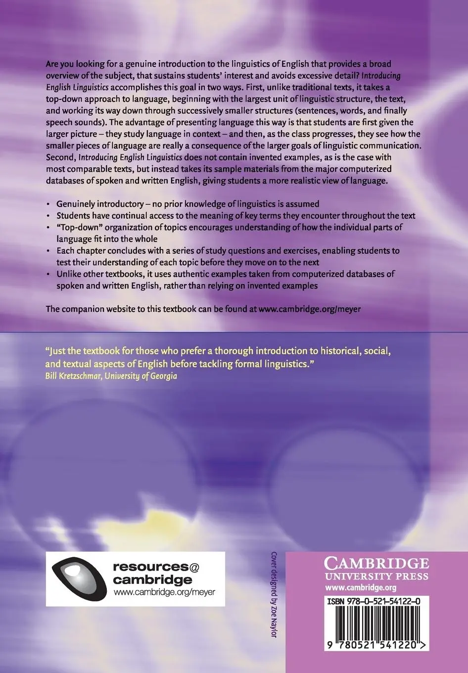 Rückseite: 9780521541220 | Introducing English Linguistics | Charles F. Meyer | Taschenbuch