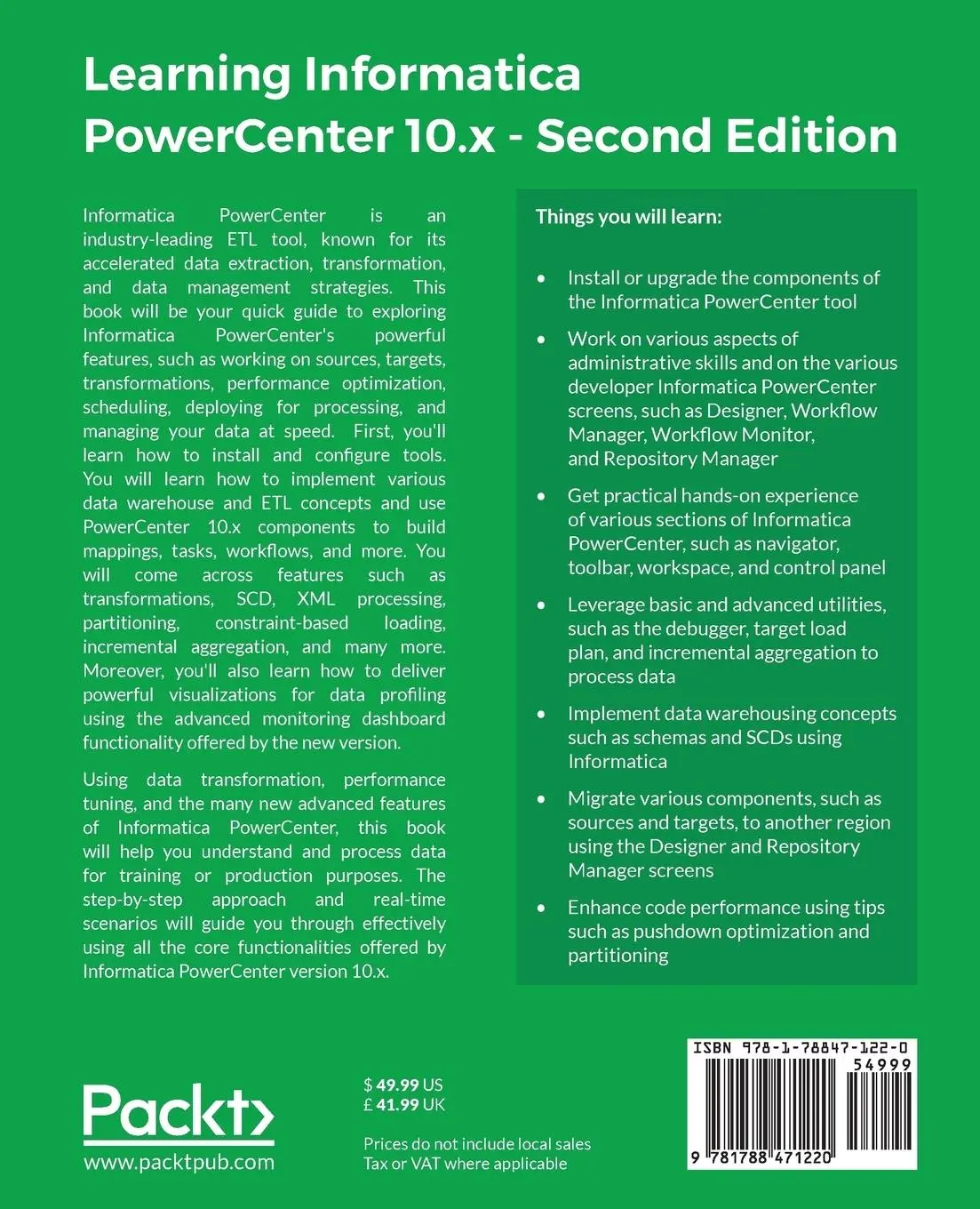 Rückseite: 9781788471220 | Learning Informatica PowerCenter 10.x - Second Edition | Rahul Malewar