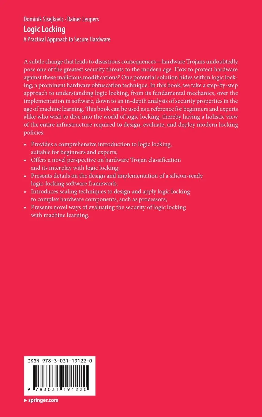 Rückseite: 9783031191220 | Logic Locking | A Practical Approach to Secure Hardware | Buch | xvii