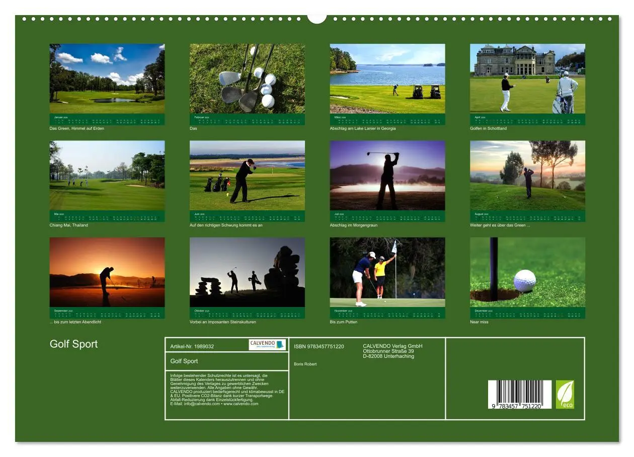 Bild: 9783457751220 | Golf Sport (hochwertiger Premium Wandkalender 2026 DIN A2 quer),...