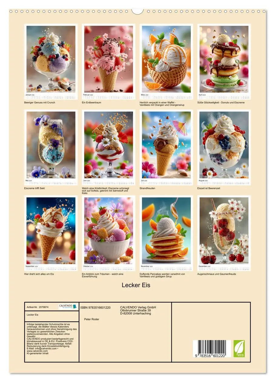 Bild: 9783516601220 | Lecker Eis (hochwertiger Premium Wandkalender 2026 DIN A2 hoch),...
