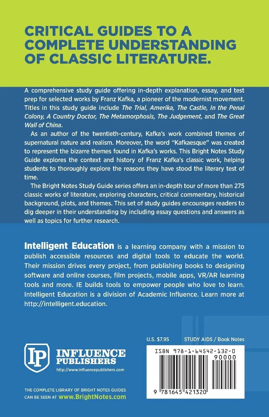 Rückseite: 9781645421320 | Study Guide to The Trial and Other Works by Franz Kafka | Taschenbuch