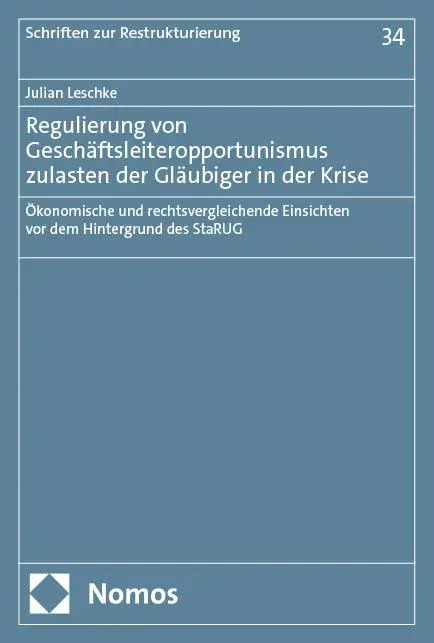 Cover: 9783756031320 | Regulierung von Geschäftsleiteropportunismus zulasten der Gläubiger...