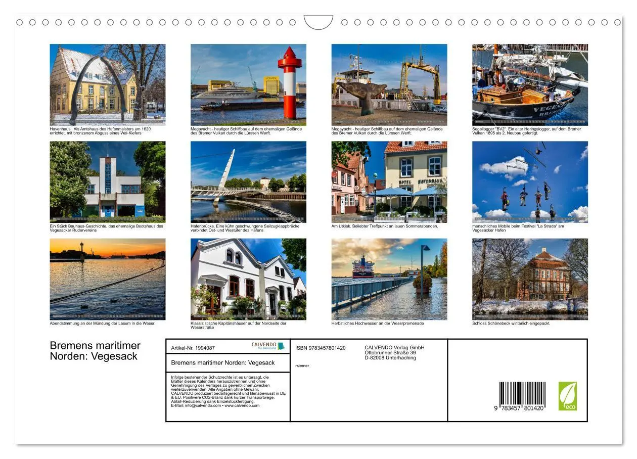 Bild: 9783457801420 | Bremens maritimer Norden: Vegesack (Wandkalender 2026 DIN A3 quer),...