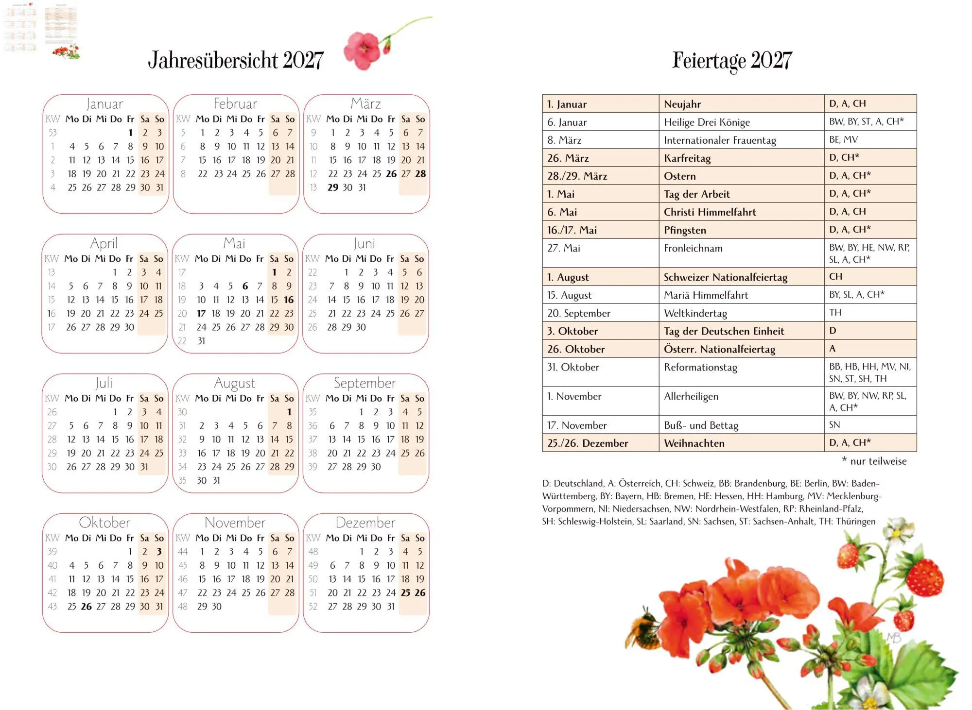 Bild: 4050003971520 | GlücksKalender 2027 - rot | Marjolein Bastin | Kalender | 112 S.