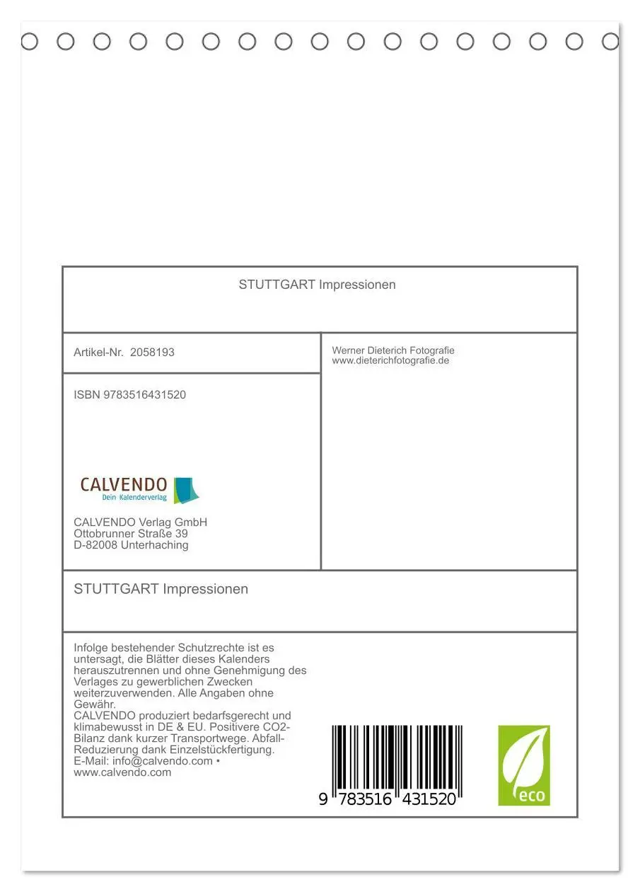 Bild: 9783516431520 | STUTTGART Impressionen (Tischkalender 2026 DIN A5 hoch), CALVENDO...