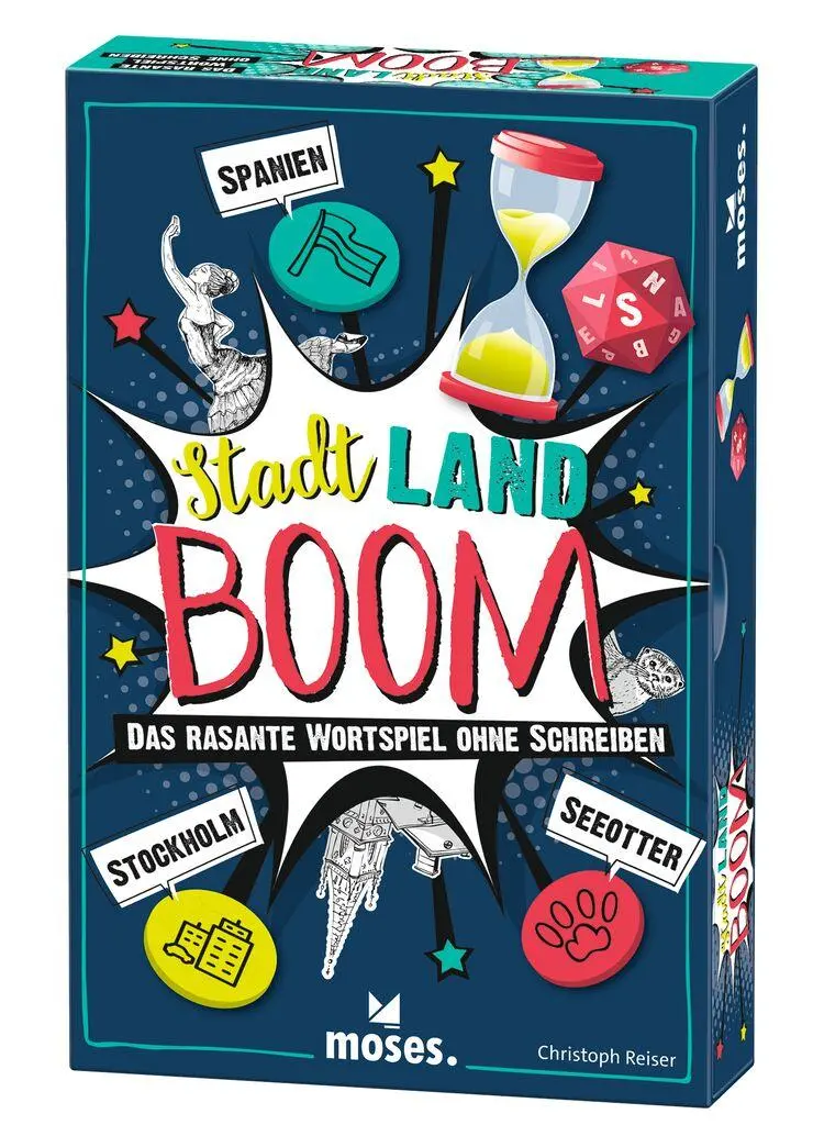 Cover: 4033477901620 | STADT, LAND, BOOM! | Das rasante Wortspiel ohne Schreiben | Reiser