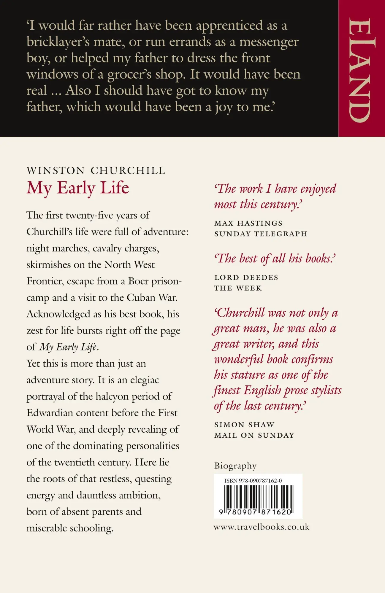 Rückseite: 9780907871620 | My Early Life | Winston Churchill | Taschenbuch | Englisch | 2025
