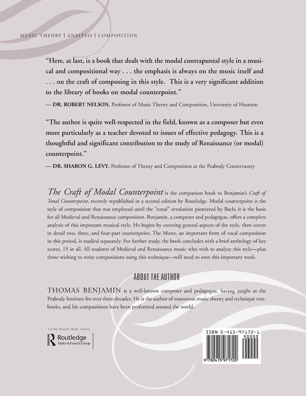 Rückseite: 9780415971720 | The Craft of Modal Counterpoint | Thomas Benjamin | Taschenbuch | 2005