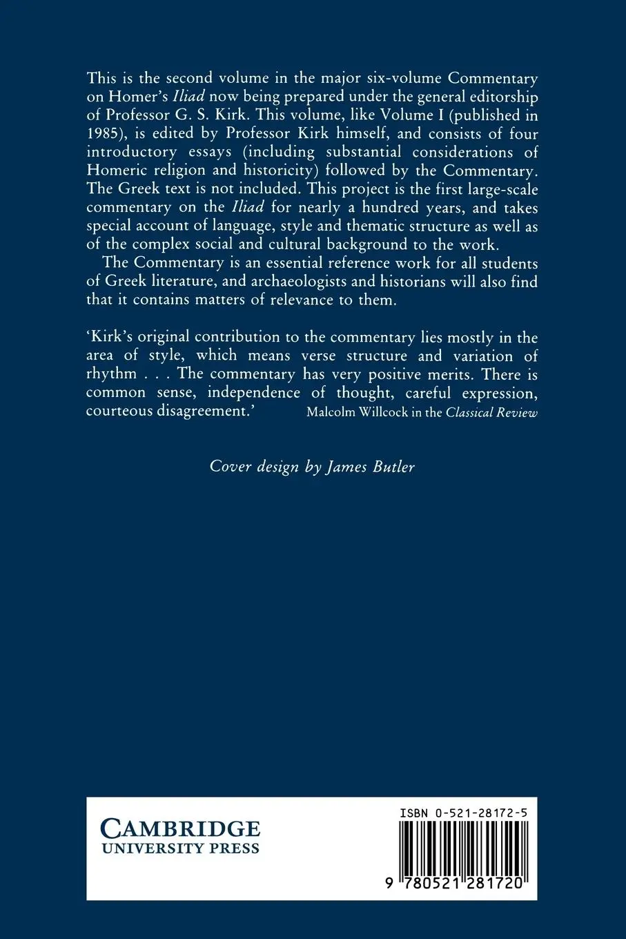 Rückseite: 9780521281720 | The Iliad | A Commentary: Volume 2, Books 5-8 | Homer (u. a.) | Buch