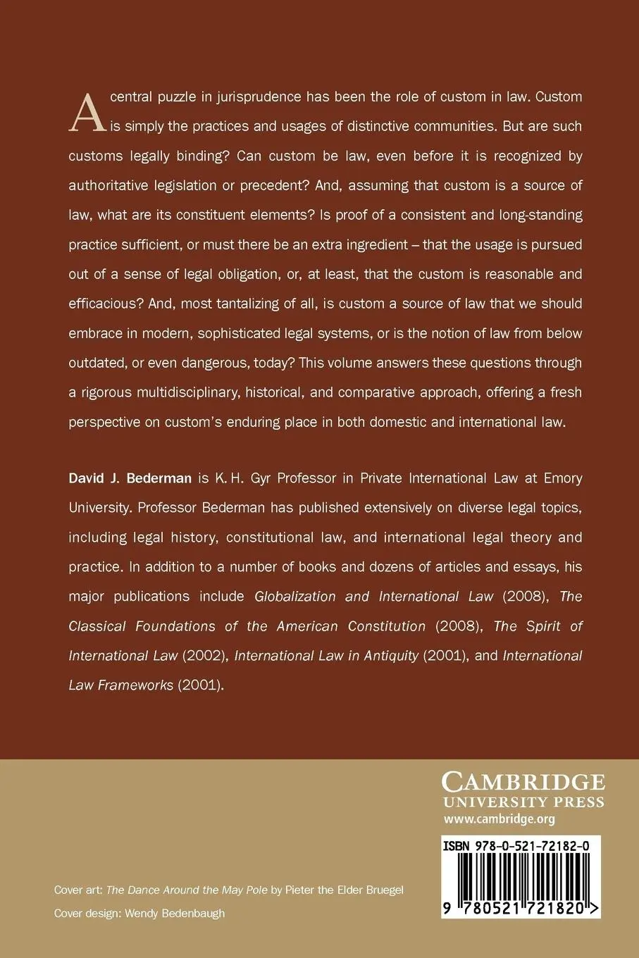 Rückseite: 9780521721820 | Custom as a Source of Law | David J. Bederman | Taschenbuch | Englisch