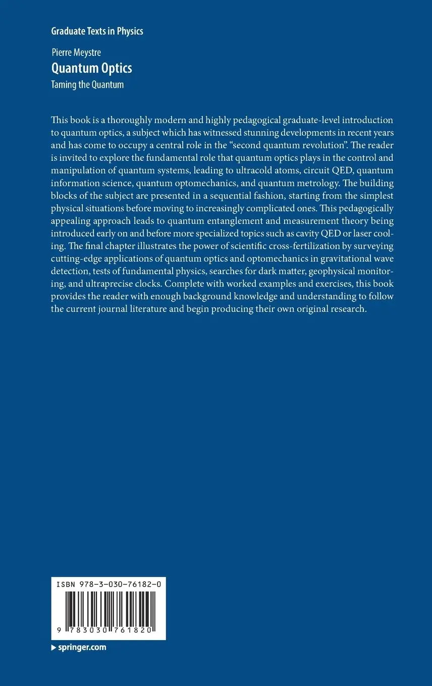 Rückseite: 9783030761820 | Quantum Optics | Taming the Quantum | Pierre Meystre | Buch | xvi