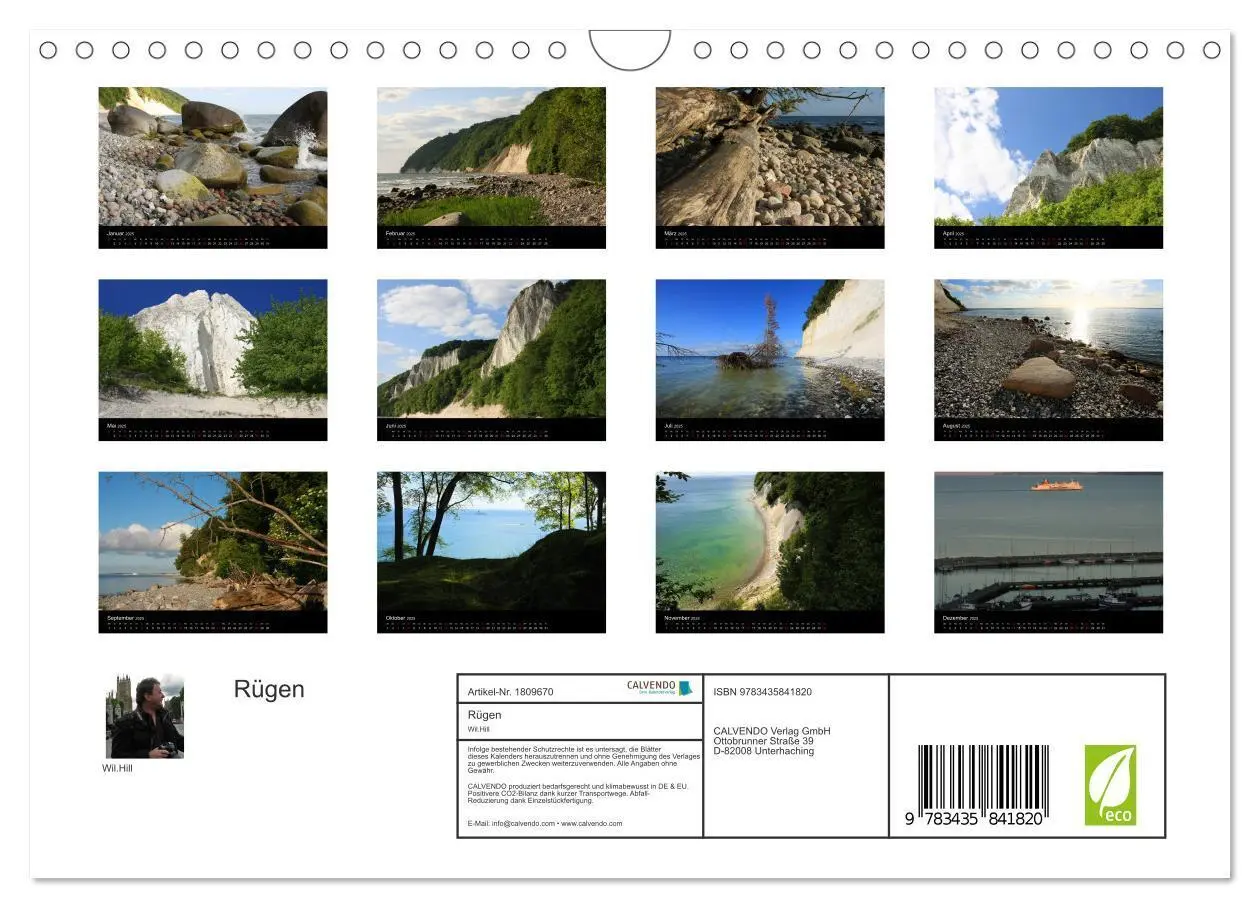 Bild: 9783435841820 | Rügen (Wandkalender 2025 DIN A4 quer), CALVENDO Monatskalender | 2025